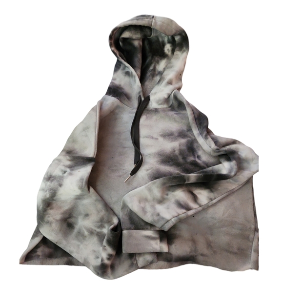 Rue 21 - SM Gray/White Cloudy Day Tie Dye Cropped Hoodie - Picture 2 of 10